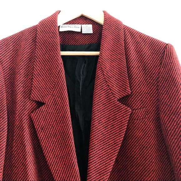 80s Red Blazer with Shoulder Pads - Picture 2 of 4